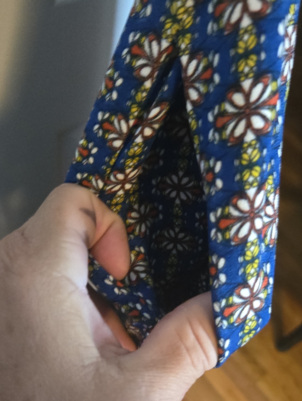 Max Studio Navy and Cream Printed Jumpsuit - Picture 4 of 7